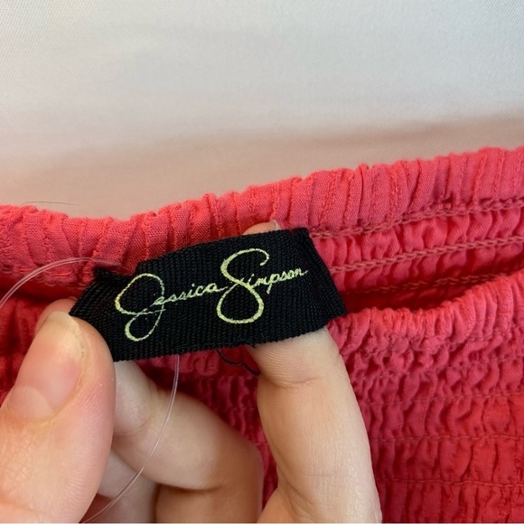 NWoT Jessica Simpson Smocked Coral Off the Shoulder Blouse, size 2XL - Picture 3 of 10